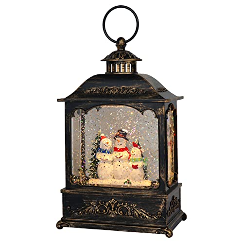 Christmas Snowman Snow Globe Lantern Battery Operated Water Swirling Glitter with 6H Timer