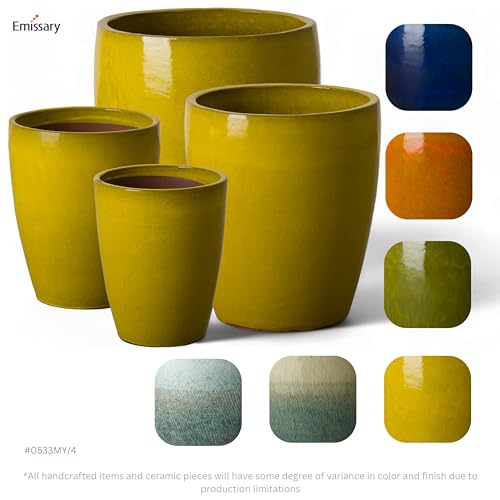 Bullet 14 in. Mustard Yellow Ceramic Round Planter