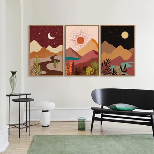 Boho Desert Framed Canvas Wall Art Set of 3 (3 Count)