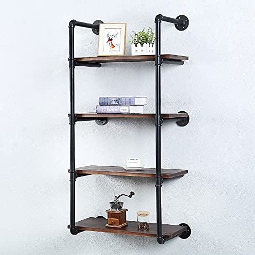 Industrial Pipe Shelves With Wood Planks