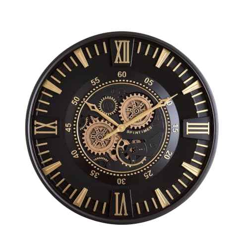 24 Inch Wall Clock with Moving Gears
