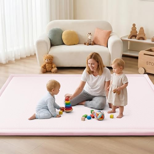 Baby Play Mat for Floor Nursery Rug Muscle Area Playroom Rug Elastic Foam 50x50" Playpenmat Elastic Foam 1.3" Thick Crawling Mat for Babies