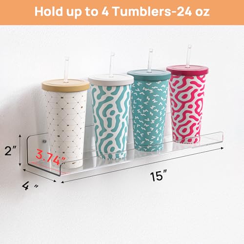 2 Pcs 15" Acrylic Shelves for Wall Display and Storage (2 Count)