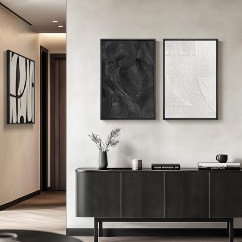 Framed Black and White Modern Abstract Wall Art set (3 Count)