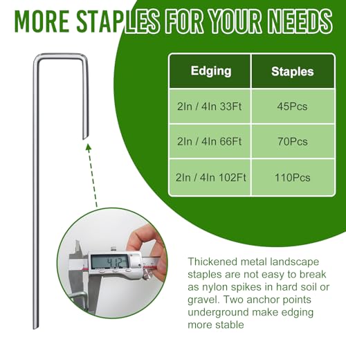4 Inch Tall 102FT Landscape Edging with 110Pcs Metal Spikes