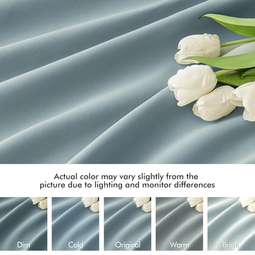 Slate Blue Back Tab Blackout Curtains 52x63 Inches Long 2 Panels Set (2 Count)