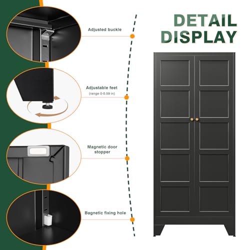 71" H Metal Storage Cabinet with 2 Doors and 4 Shelves