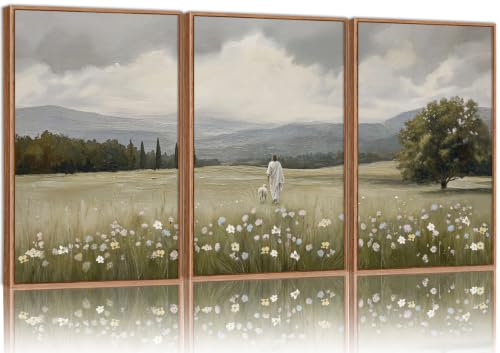 Jesus and Lamb Framed Canvas Wall Art