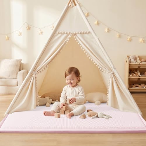 Baby Play Mat for Floor Nursery Rug Muscle Area Playroom Rug Elastic Foam 79x110" Playpenmat Elastic Foam 1.3" Thick Crawling Mat for Babies