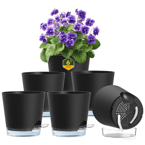 6 inch Self Watering Pots for Indoor Outdoor Plants (6 Count)