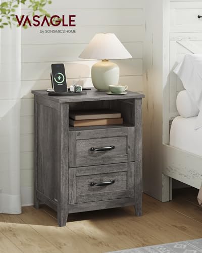 Farmhouse Nightstand with Charging Station