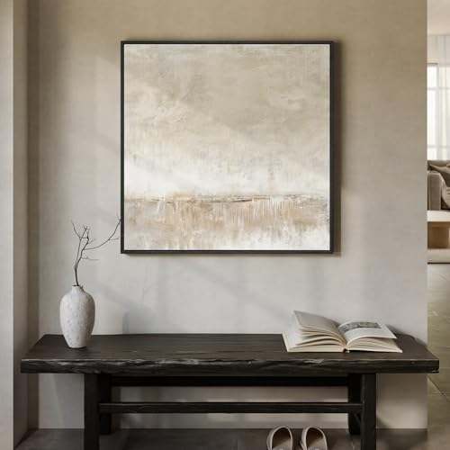 Framed Neutral Abstract Canvas Wall Art Decor for Living Room
