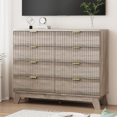 Fluted Dresser for Bedroom with 8 Drawers