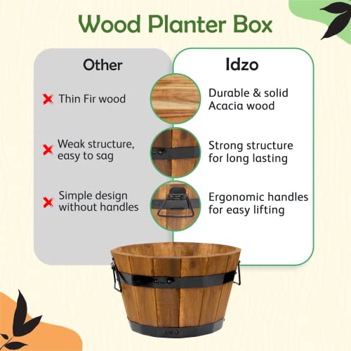 Set of 3 Wooden Flower Boxes Outdoor (3 Count)