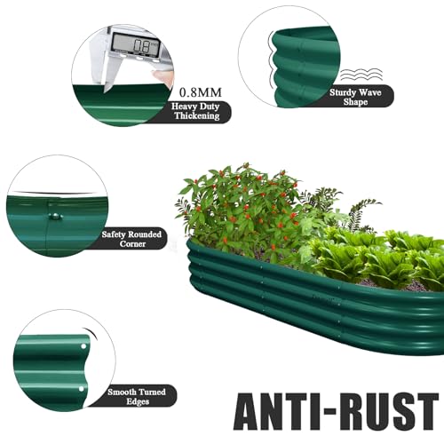4 Pack 6x3x1FT Galvanized Raised Garden Bed Large Metal Planter Box Kit Elevated Raised Garden Planters for Outdoor Plants (4 Count)