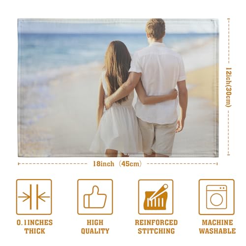 Custom Placemats with Picture Text Set of 4 Personalized Photo Place Mats for Dining Tables 12x18 Inch Customized Image Heat Resistant Non Slip Washable Linen Table Mat (4 Count)