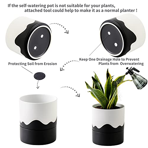 Ceramic Self Watering Plant Pot for Indoor Plants