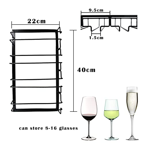 4 Rows Wine Glass Rack Under Cabinet Hanging Stemware Wine Glass Holder Under Shelf Wire Wine Glasses Racks Hanger for Bar