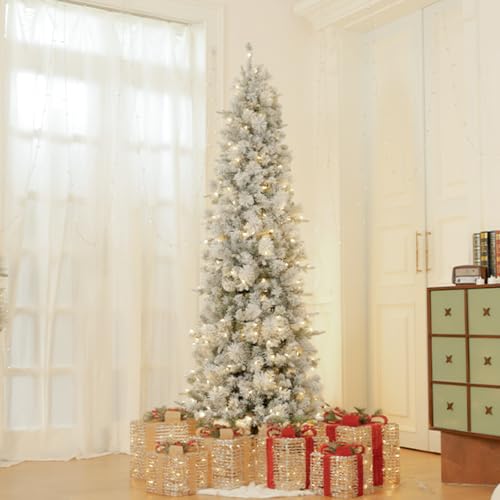 7.5 ft Prelit Pencil Christmas Tree with 200 Warm White LEDs