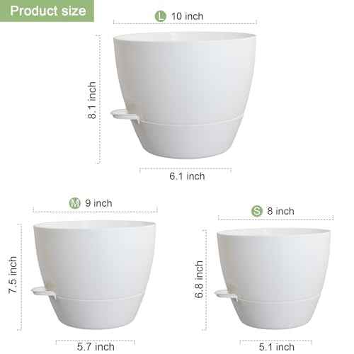 10/9/8 inch Self Watering Pots for Indoor Outdoor Plants, Set of 3 (3 Count)