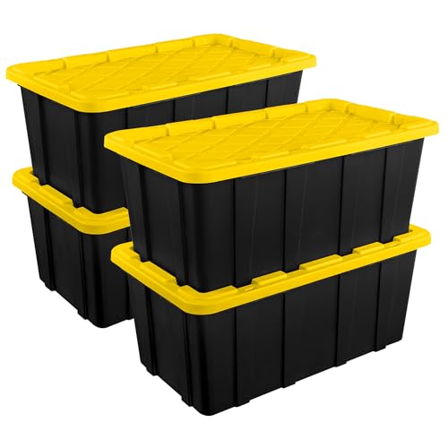 Industrial Storage Tote with Lids for Garage (4 Count)