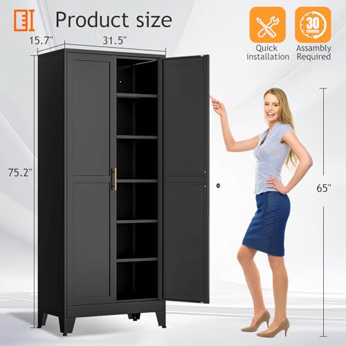 Kitchen Pantry Storage Cabinet with Doors and Adjustable Shelves