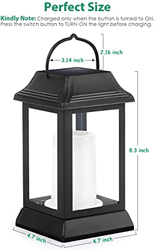 Flickering Flame Solar Lights Outdoor Metal Hanging Lantern (2 Count)
