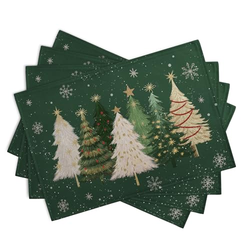 Green Christmas Tree Placemats Set of 4