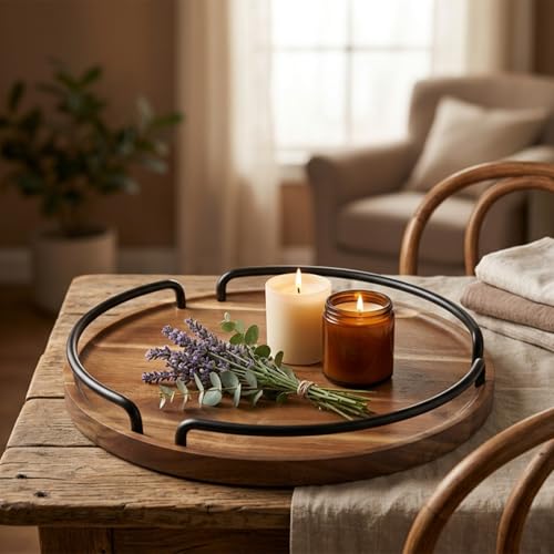 Round Wooden Serving Tray