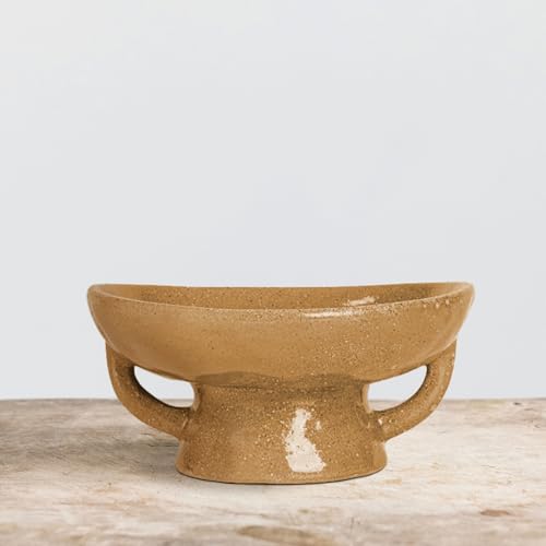 Stoneware Footed Pedestal Bowl with Handles