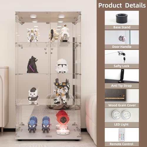 White Glass Display Cabinet with LED&Mirror