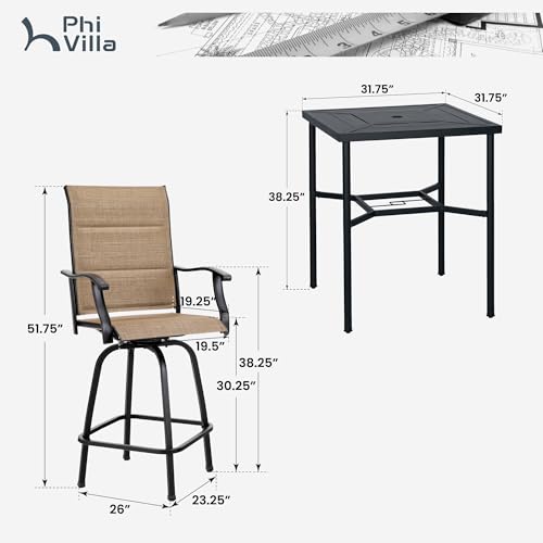 Outdoor Bar Height Table and Chairs Set for 4 (5 Count)