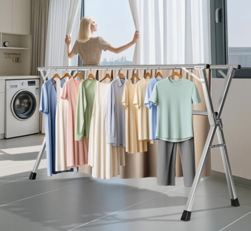 Folding Stainless Steel Laundry Drying Rack 63 Inches