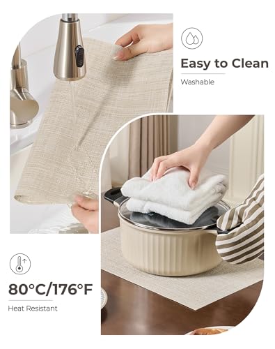 Woven Vinyl Beige Placemats Set of 12 (12 Count)