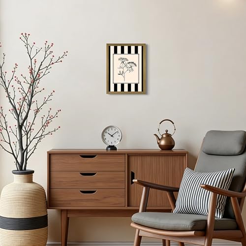 Black and White Floral Wall Art Framed Canvas Painting