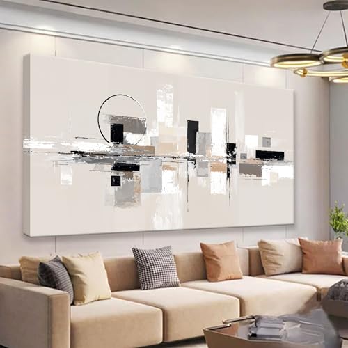 Abstract Canvas Art Wall Decor Black White Wall Art Painting 20" × 40"