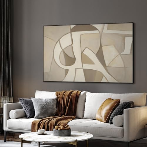 30"x60" Extra Large Framed Wall Art Neutral Abstract Geometric in Mid