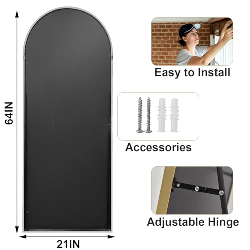 64"x21" Arched Full Length Mirror Free Standing Floor Mirrors