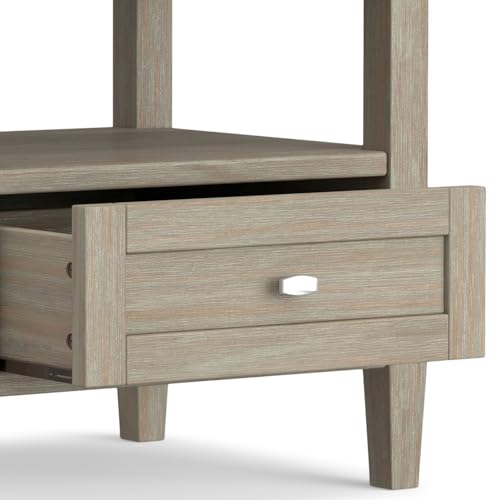 Warm Shaker 20" Wide Solid Wood End Table in Distressed Grey