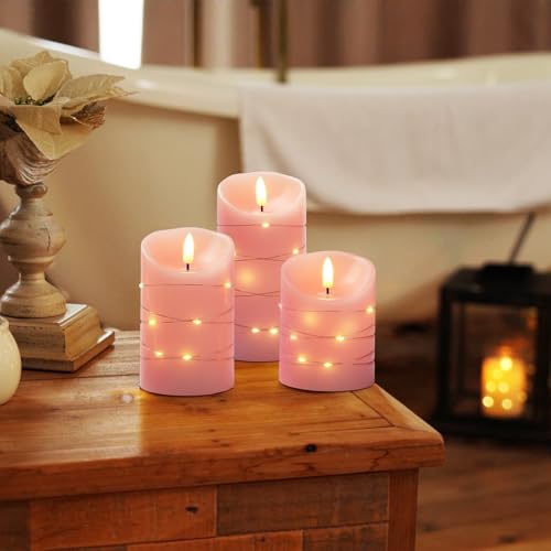 Flameless Candles with String Lights (3 Count)