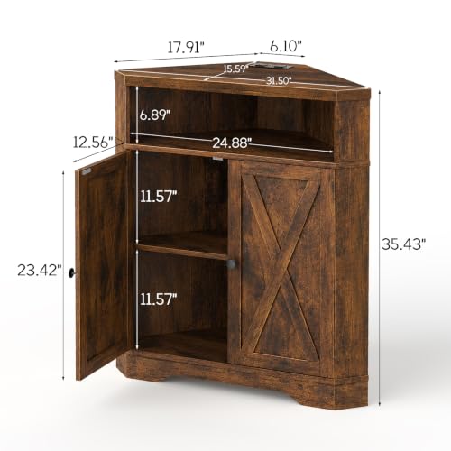 Small Corner Storage Cabinet with USB Ports and Outlets