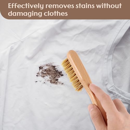 3 Pcs Wood Laundry Stain Brush Stain Remover Brushes with Boar Bristle Small Stain Brush for Clothes for Scrubbing Stains from Furniture Fabric Leather (3 Count)