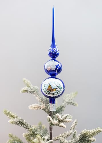 Tree Topper Mouth Blown Crystal Finial Tree Topper Traditional Tree Toppers Christmas Decorations Hand Decorated Made in Poland