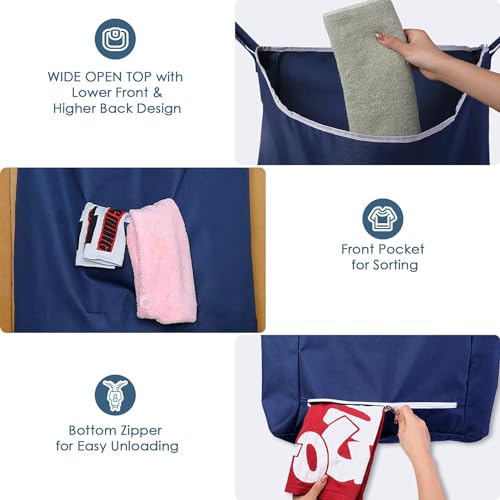 Fine Living Co. Large Hanging Laundry Hamper with Over Door Hooks & Adhesive