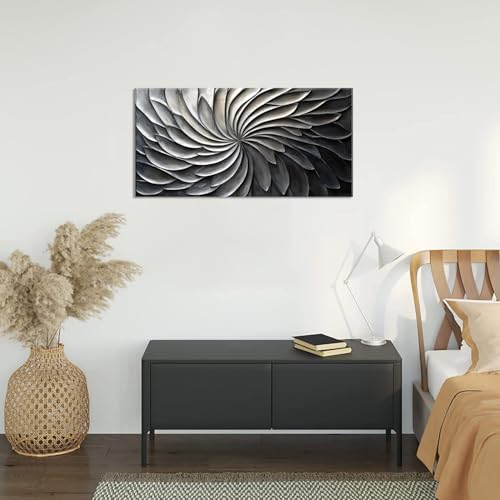 Abstract Black and White Wall Art for Living Room Modern Canvas Print Painting Lines Flower Floral Large Artwork Bedroom Home Office Wall Décor