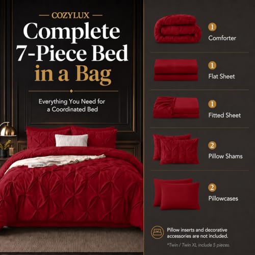 Queen Comforter Set Dark Red