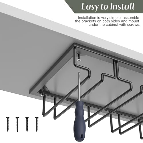 10 Row Wine Glass Rack Under Cabinet Large Capacity