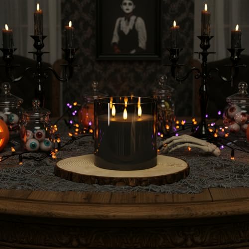 Grey Large Glass Flameless LED Candle