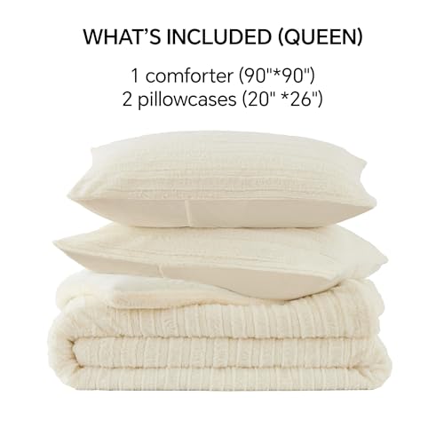 Faux Fur Queen Comforter Set