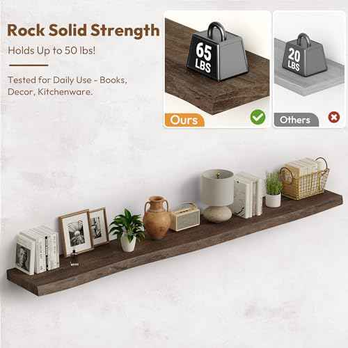 Wood Floating Shelves Live Edge 72” Set of 1